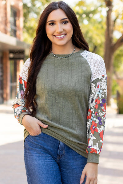 Floral Patchwork Long Sleeve Blouse adds chic daily style