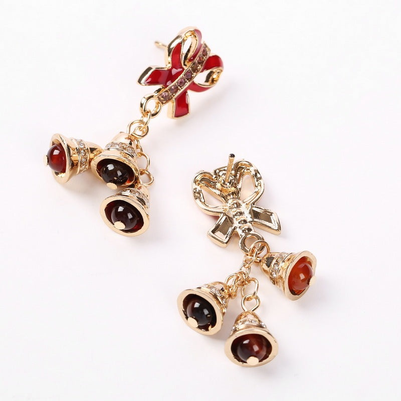 Elevate Your Holiday Style with Charming Christmas Bell Bow Earrings