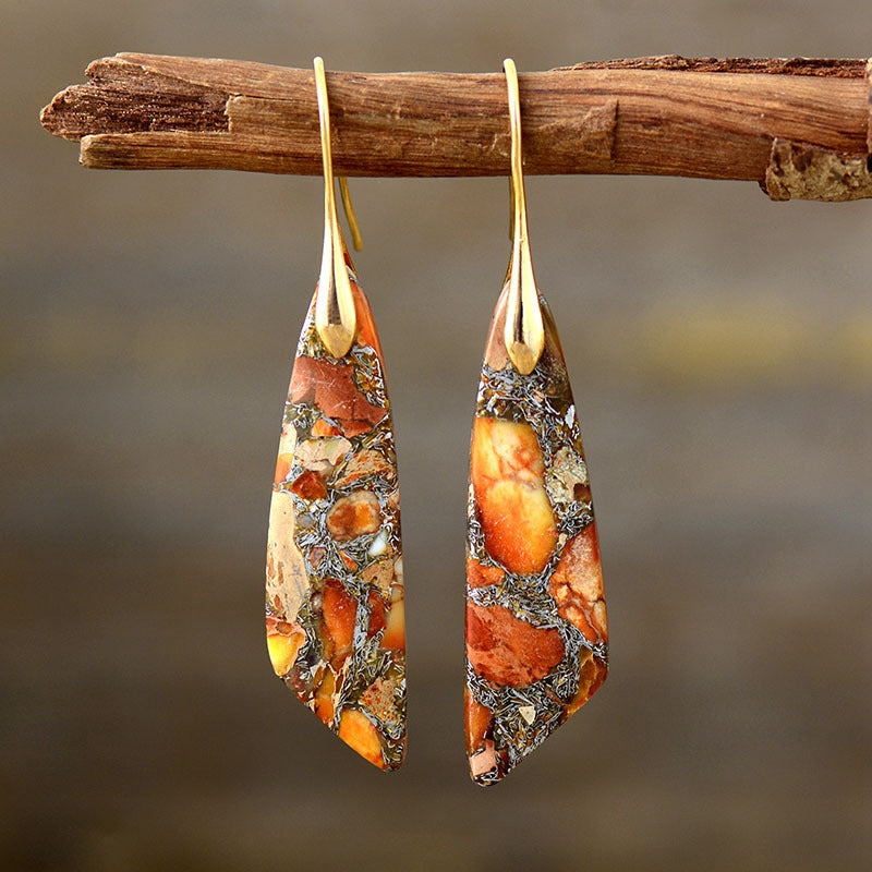 Stylish Bohemian Emperor Stone Geometric Pendant Earrings: Elevate Your Everyday Look