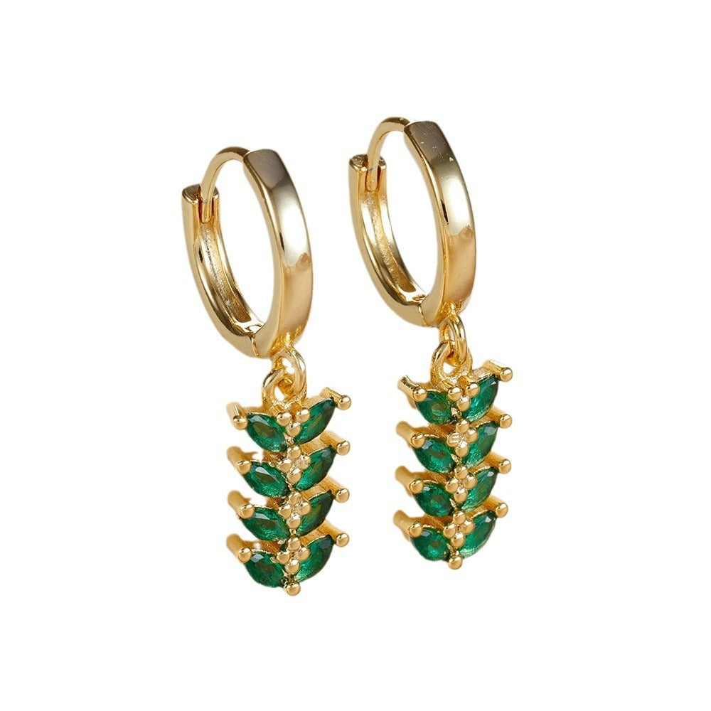 Chic and Versatile: Leaf-Shaped Zircon Wheat Earrings for Every Occasion