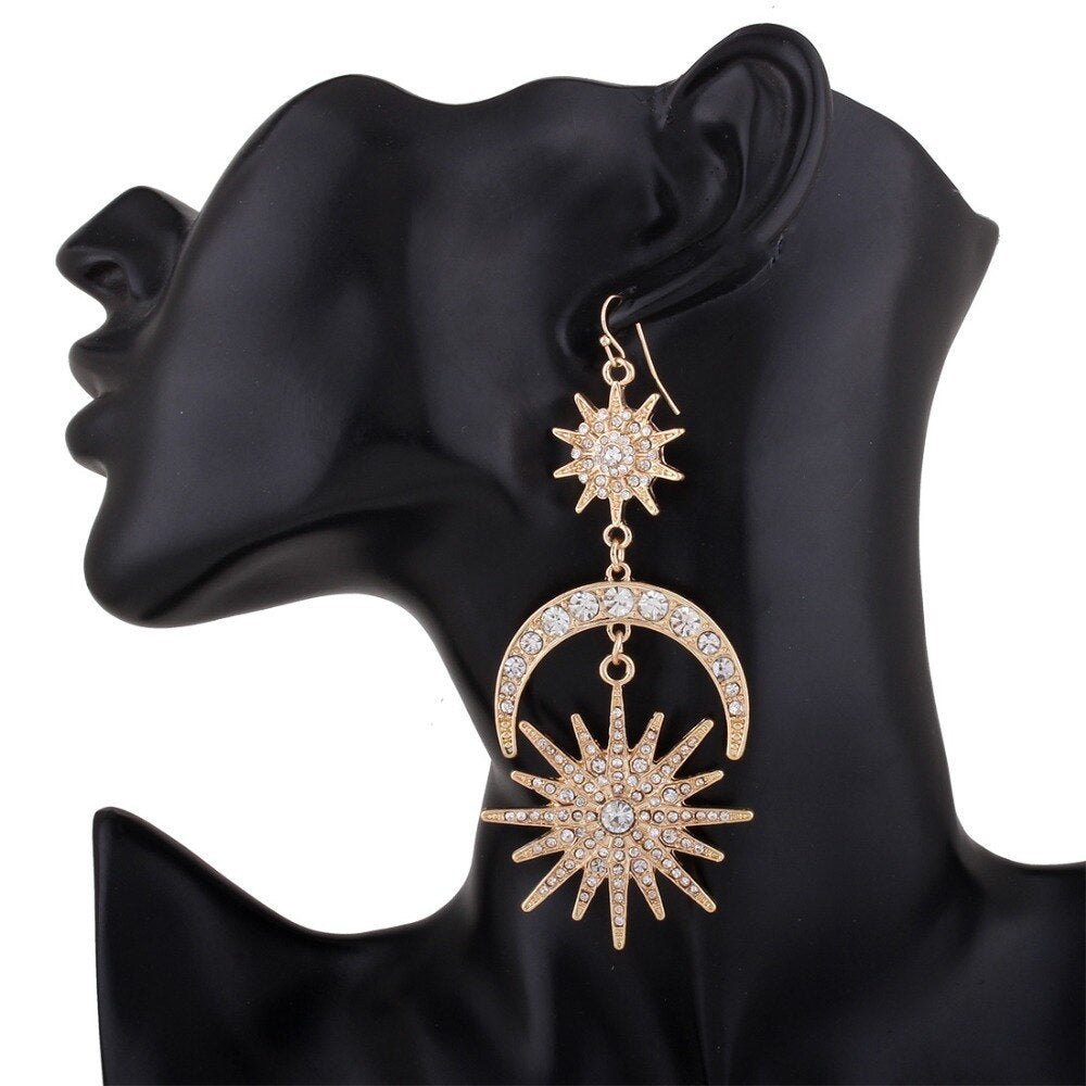 Elegant Sun Moon Stars Earrings: Perfect Cosmic Accessory for Any Occasion