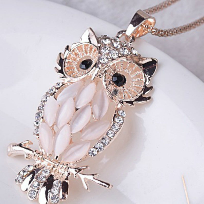 Unique Stone Owl Necklace Sweater Chain: Perfect Gift for Nature Lovers