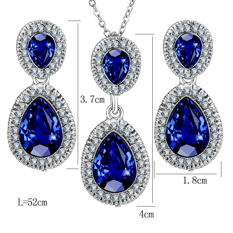 Stunning Blue Crystal Jewelry Set: Necklace and Earrings for All Occasions