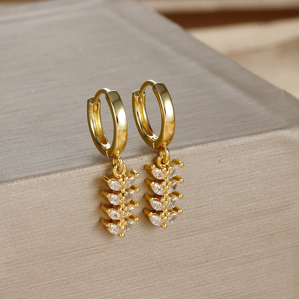 Chic and Versatile: Leaf-Shaped Zircon Wheat Earrings for Every Occasion