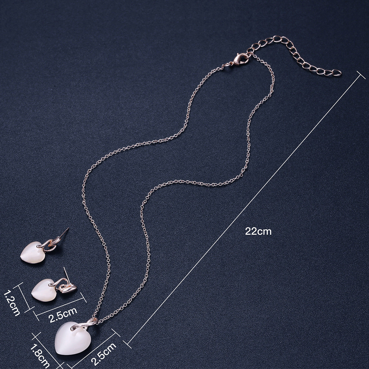 Peach Heart-Shaped Opal Necklace and Earring Set: Stunning Elegance