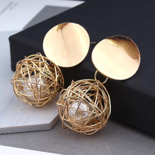 Timeless Elegance: Vintage Woven Ball Pearl Earrings for Every Occasion