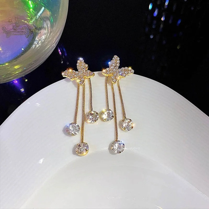 Glamorous Butterfly Rhinestone Drop Earrings: Perfect Statement for Every Outfit