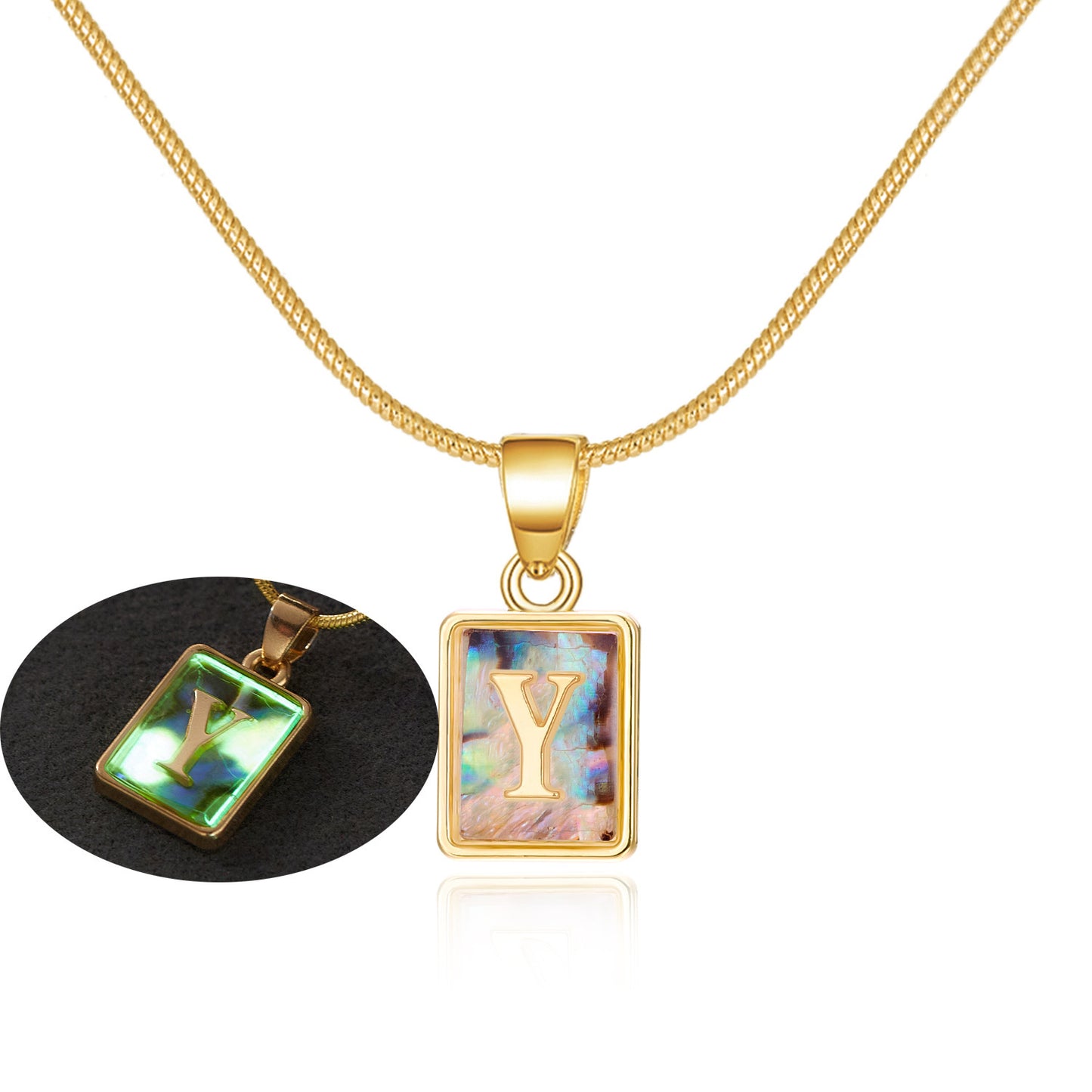 Personalized Luminous Pendant Necklace: 26 Letters, Colorful Shell Design Charm