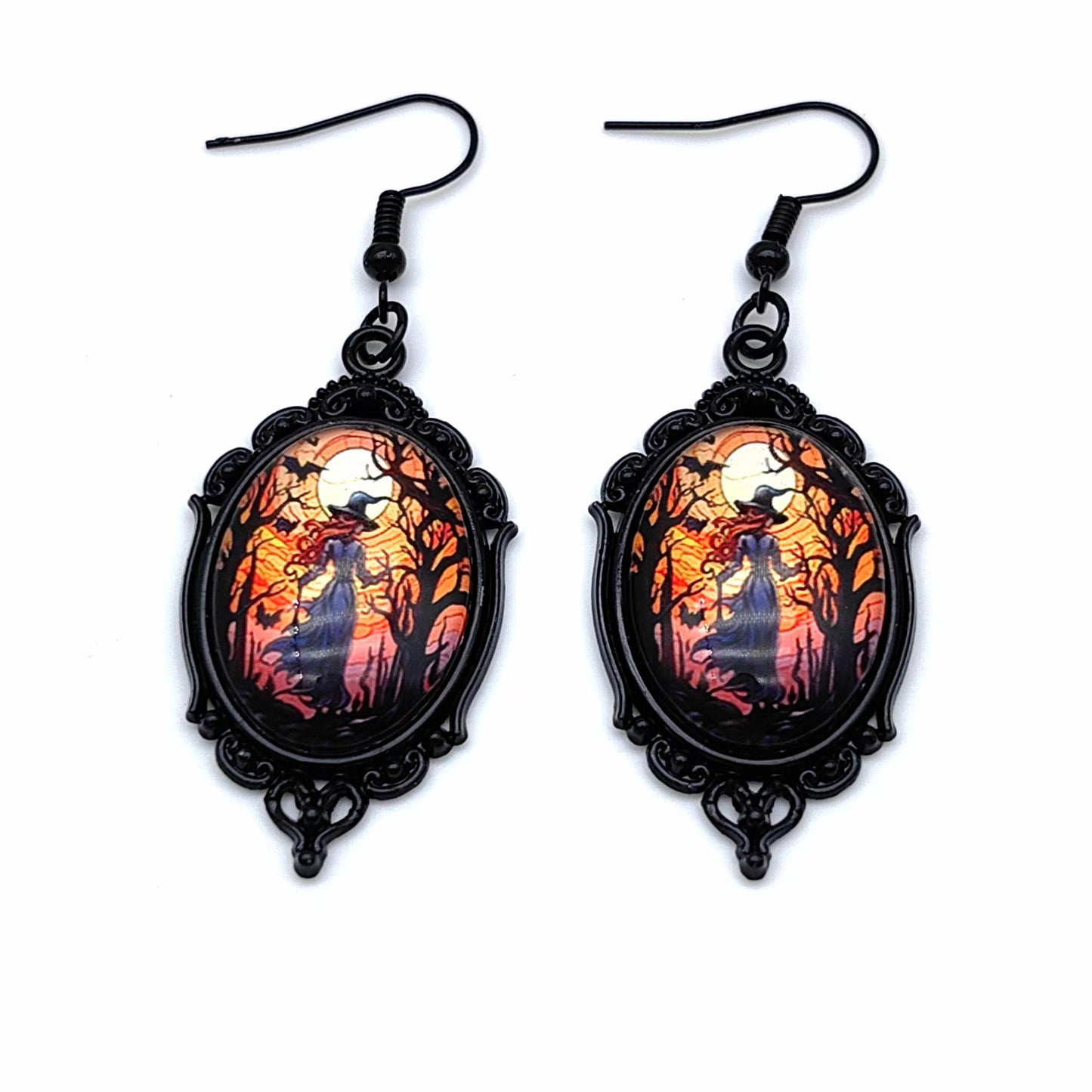 Charming Vintage Halloween Tree of Life Necklace and Earrings Set