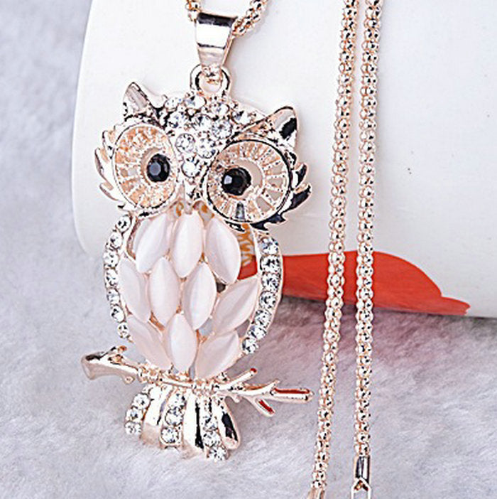 Unique Stone Owl Necklace Sweater Chain: Perfect Gift for Nature Lovers