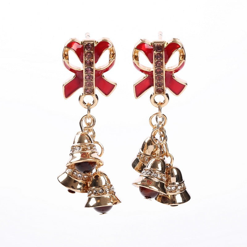 Elevate Your Holiday Style with Charming Christmas Bell Bow Earrings