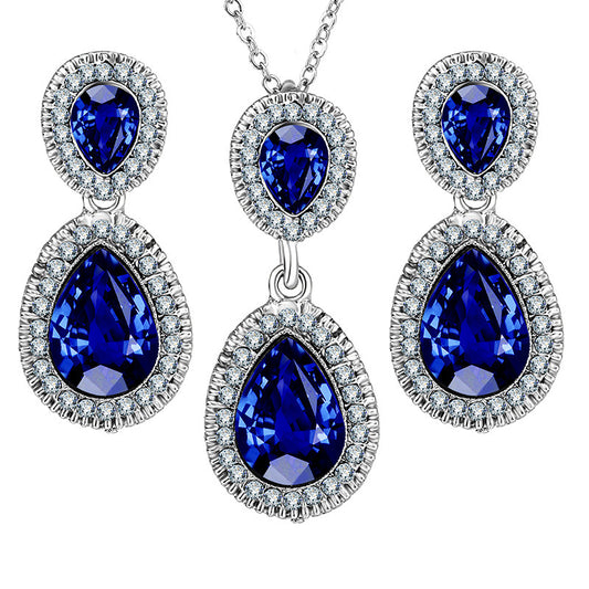 Stunning Blue Crystal Jewelry Set: Necklace and Earrings for All Occasions