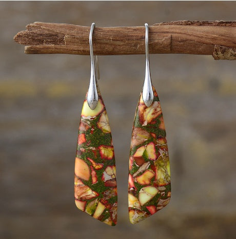 Stylish Bohemian Emperor Stone Geometric Pendant Earrings: Elevate Your Everyday Look