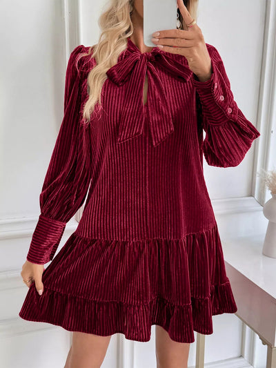 Tiered Velvet Mini Dress Stylish Comfort for Every Occasion.