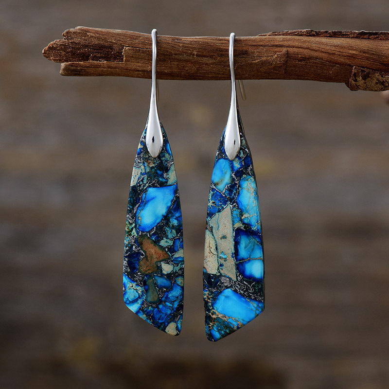 Stylish Bohemian Emperor Stone Geometric Pendant Earrings: Elevate Your Everyday Look