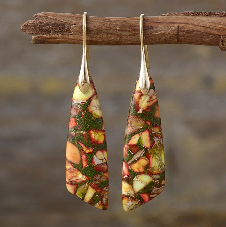 Stylish Bohemian Emperor Stone Geometric Pendant Earrings: Elevate Your Everyday Look