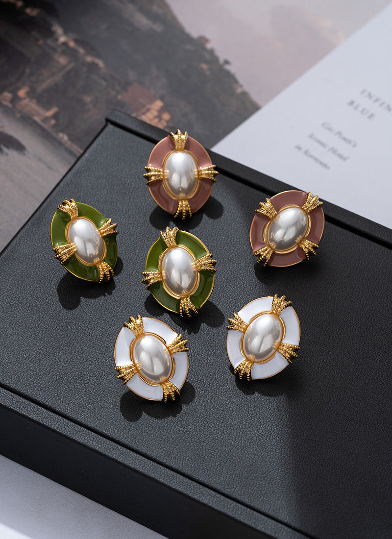 Enchanting Enamel Dripping Vintage Pearl Earrings for Chic Everyday Wear