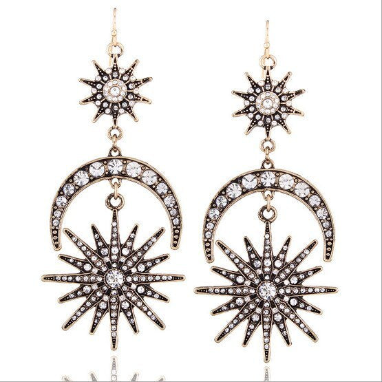 Elegant Sun Moon Stars Earrings: Perfect Cosmic Accessory for Any Occasion