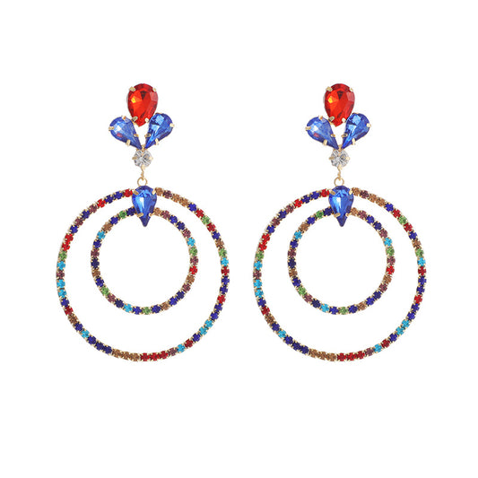 Bohemian Mixed Color Rhinestone Circle Earrings: Unique Style for Any Occasion