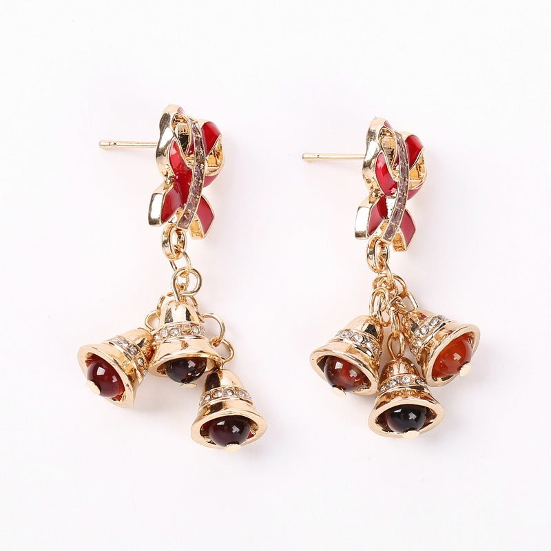 Elevate Your Holiday Style with Charming Christmas Bell Bow Earrings