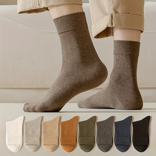 6 Pairs Mid-Calf Cotton Men's Socks: Perfect Fit for All Seasons