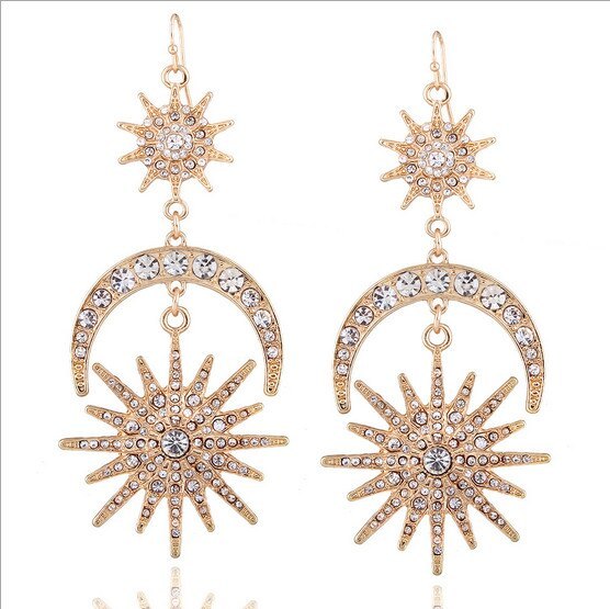 Elegant Sun Moon Stars Earrings: Perfect Cosmic Accessory for Any Occasion