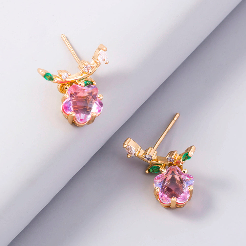 Enhance Elegance: Plum Blossom Zircon Leaf Earrings Add Sparkle & Grace