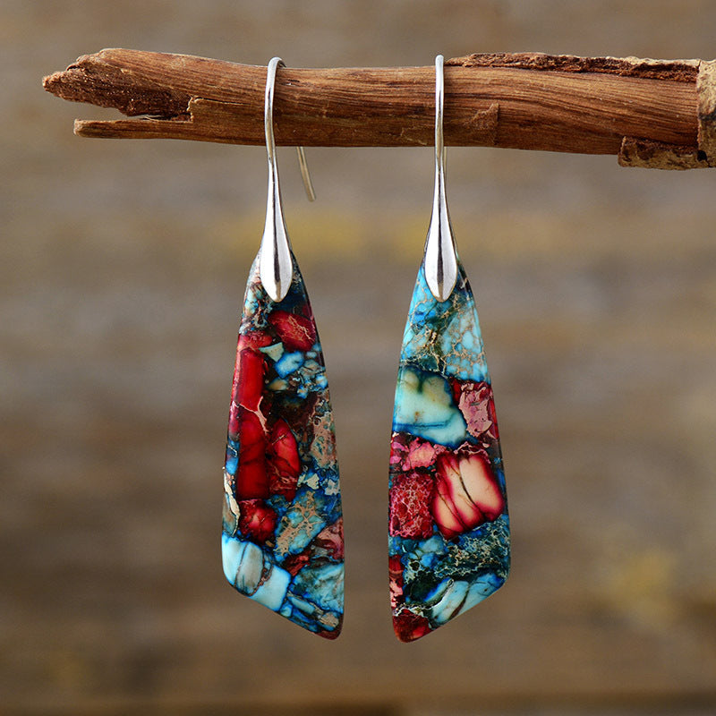 Stylish Bohemian Emperor Stone Geometric Pendant Earrings: Elevate Your Everyday Look