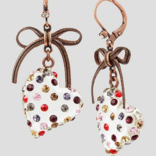 Stylish Bowknot Transparent Peach Heart Earrings Enhance Any Outfit Effortlessly