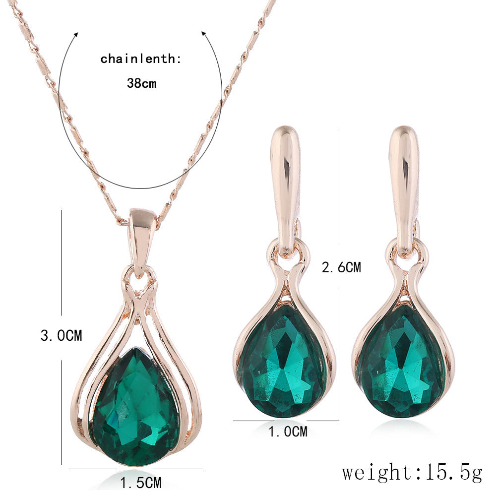 Elegant Alloy Water Drop Necklace Earring Set: Enhance Your Style Effortlessly