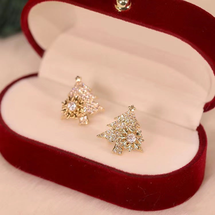 Shiny Rhinestone Snowflake Stud Earrings: Perfect Holiday Gift for Christmas!