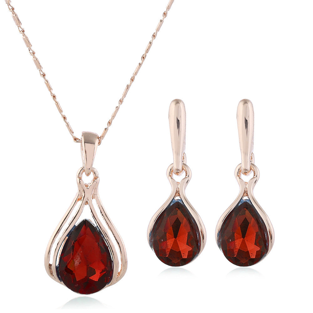 Elegant Alloy Water Drop Necklace Earring Set: Enhance Your Style Effortlessly