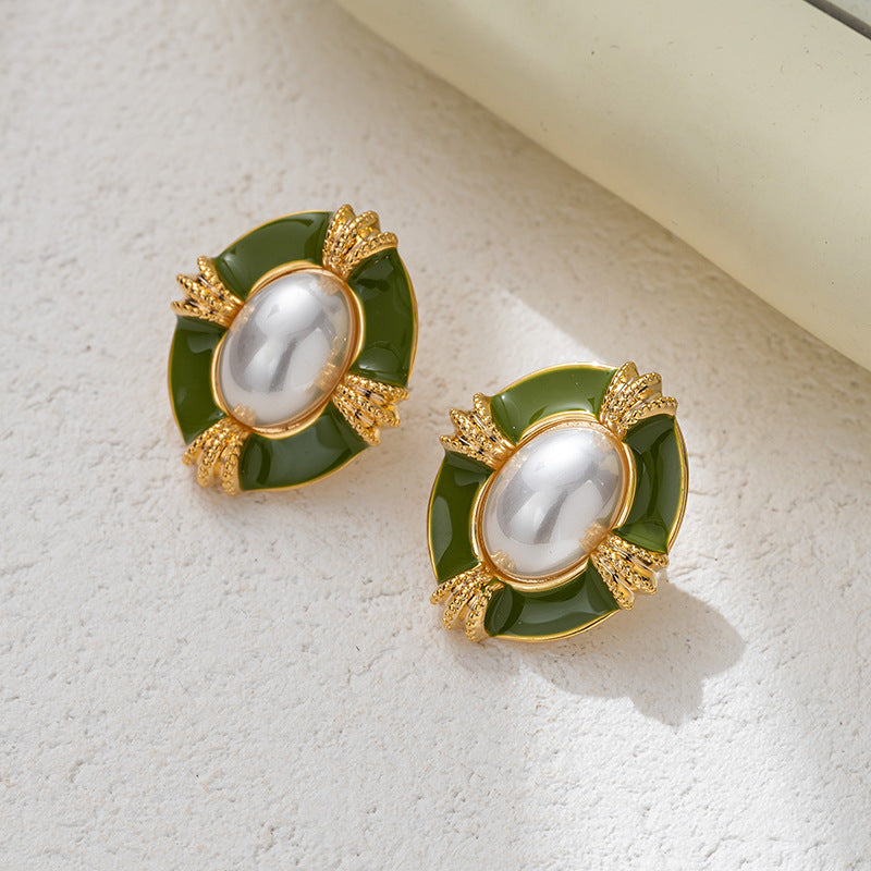 Enchanting Enamel Dripping Vintage Pearl Earrings for Chic Everyday Wear