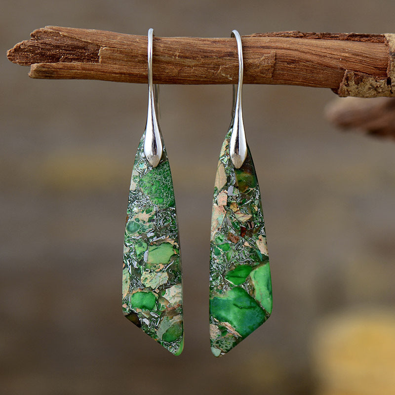 Stylish Bohemian Emperor Stone Geometric Pendant Earrings: Elevate Your Everyday Look