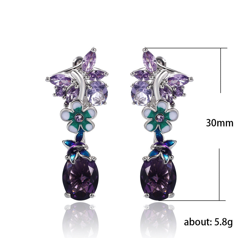 Stunning Oval Zircon Flower Butterfly Earrings: Elevate Your Style Effortlessly