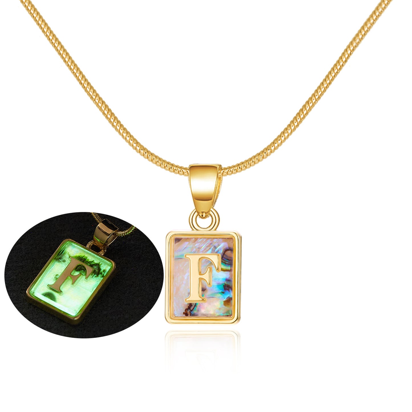 Personalized Luminous Pendant Necklace: 26 Letters, Colorful Shell Design Charm