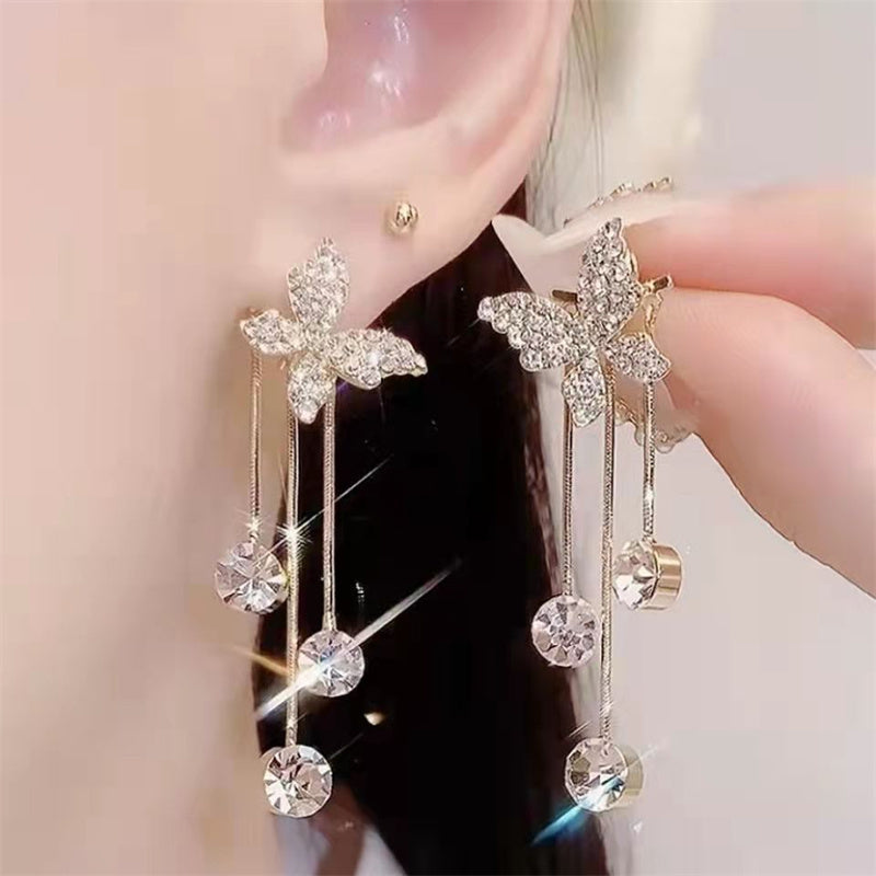 Glamorous Butterfly Rhinestone Drop Earrings: Perfect Statement for Every Outfit