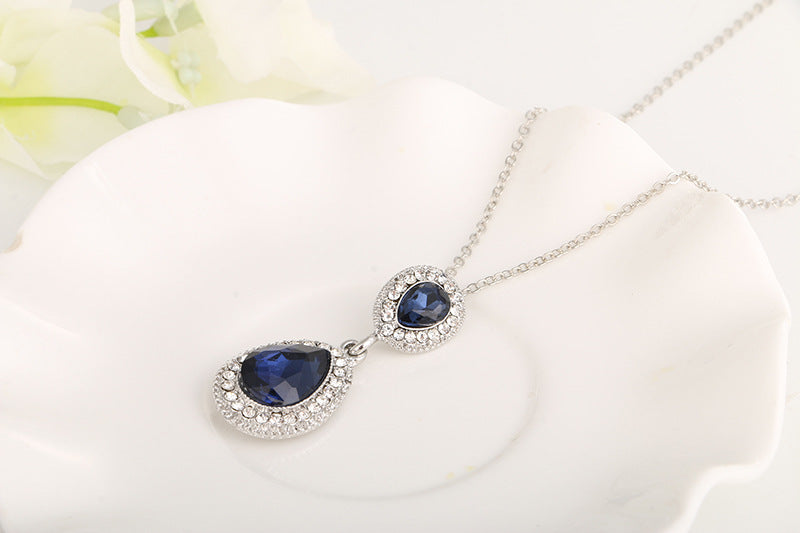 Stunning Blue Crystal Jewelry Set: Necklace and Earrings for All Occasions