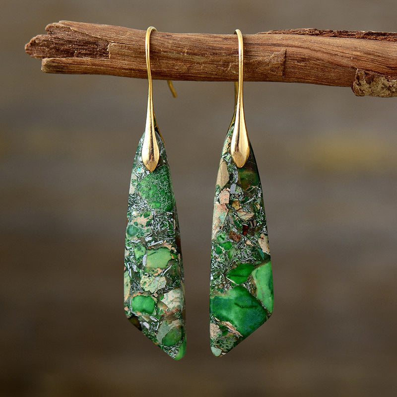 Stylish Bohemian Emperor Stone Geometric Pendant Earrings: Elevate Your Everyday Look