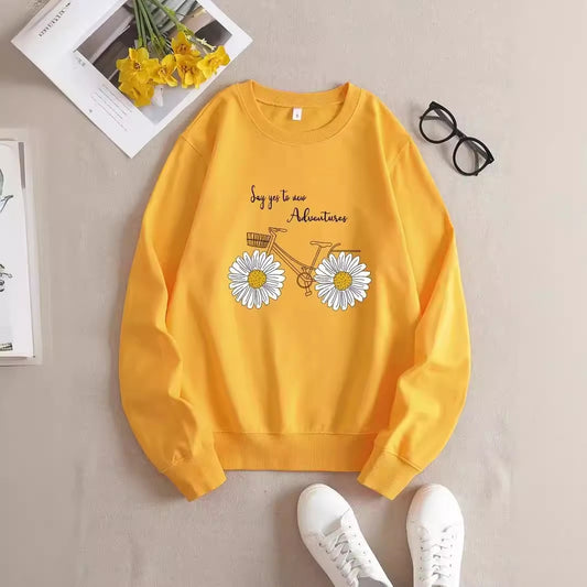 Stay Stylish and Cozy with Women's Printed Crew Neck Sweatshirts