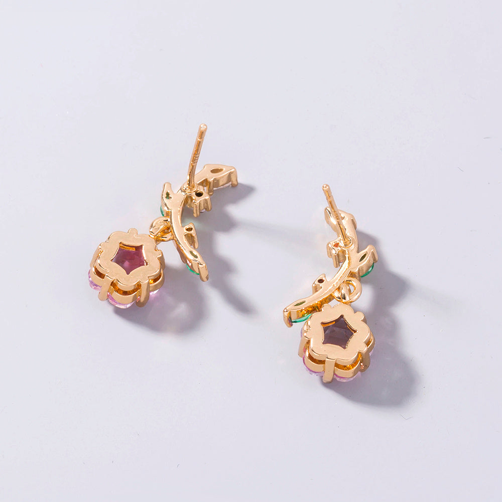 Enhance Elegance: Plum Blossom Zircon Leaf Earrings Add Sparkle & Grace