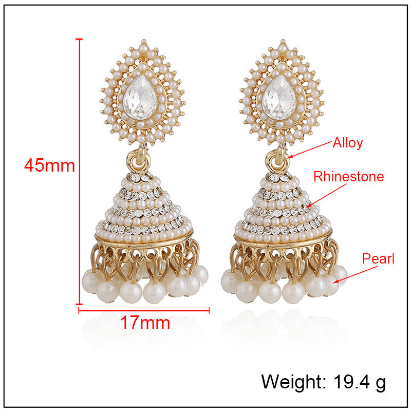 Stunning Ethnic Pearl Dangle Earrings: Perfect Accessory for Any Occasion