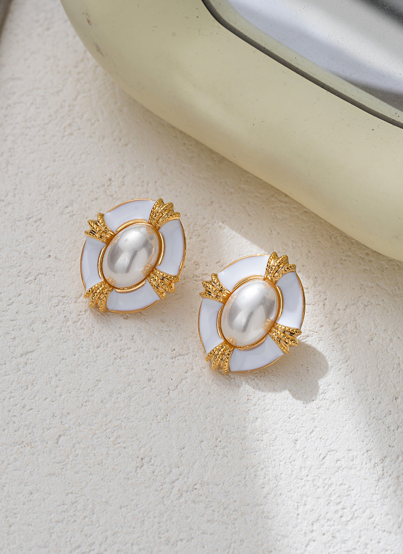 Enchanting Enamel Dripping Vintage Pearl Earrings for Chic Everyday Wear