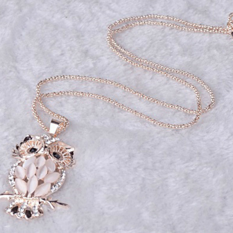 Unique Stone Owl Necklace Sweater Chain: Perfect Gift for Nature Lovers