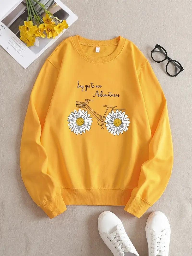 Stay Stylish and Cozy with Women's Printed Crew Neck Sweatshirts