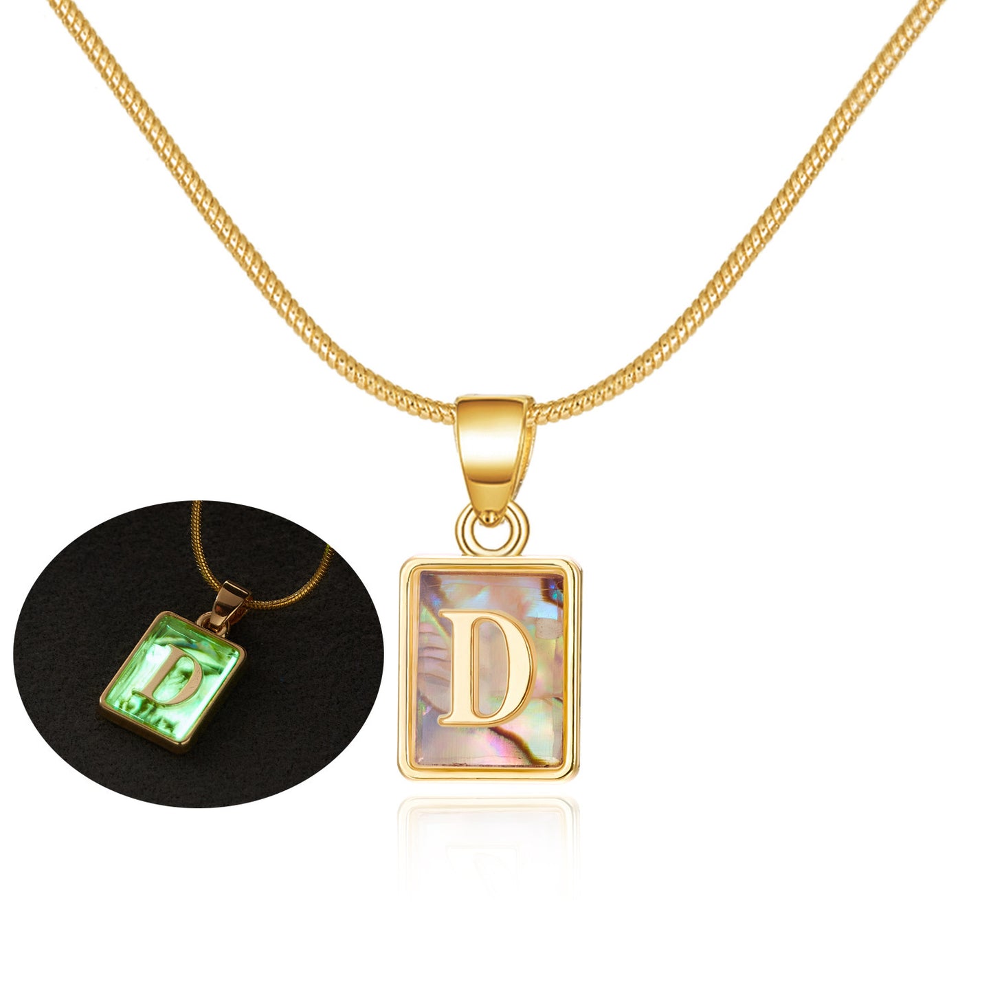 Personalized Luminous Pendant Necklace: 26 Letters, Colorful Shell Design Charm