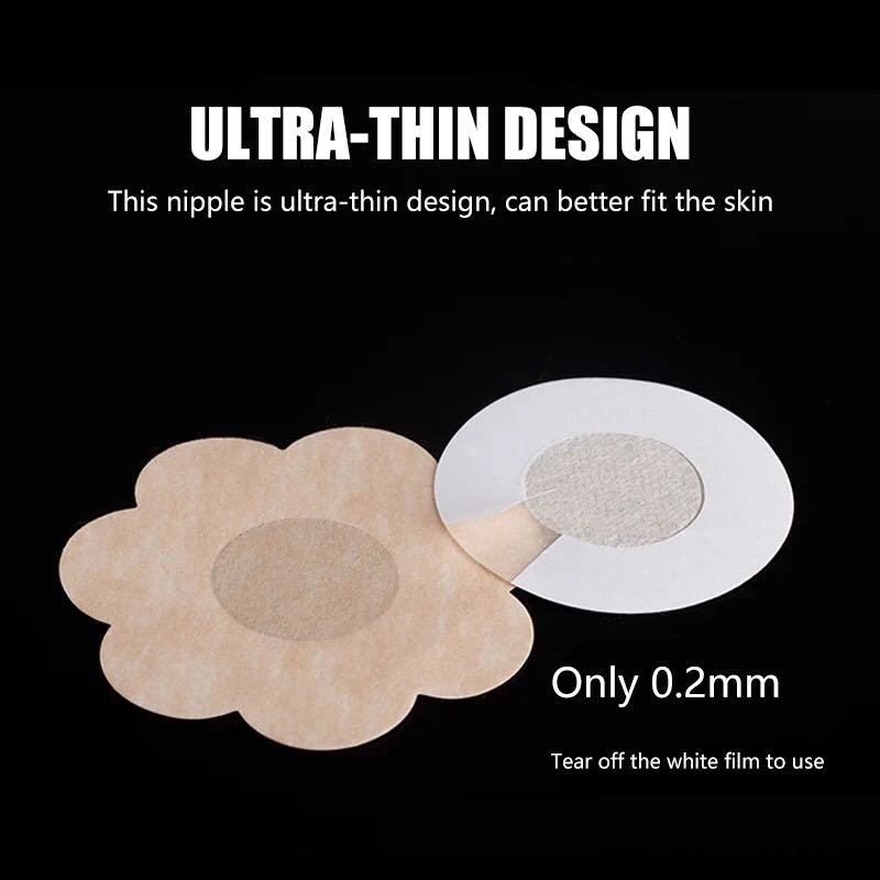 Sexy Stick-On Bra Petals - 50 Disposable Soft Nipple Cover Pads