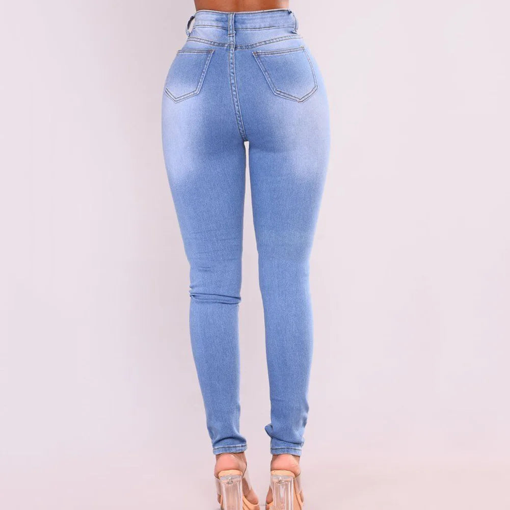 Jean taille haute élégant – Pantalon skinny flatteur en denim pour femme