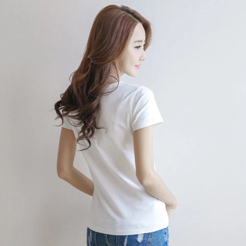 Stylish V-Neck Tee for Women - Comfortable and Classic Sleeve Design