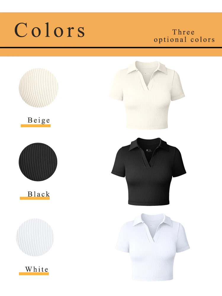 Chic Casual Polo Shirt: Short-Sleeved, Sexy Fit for Sports Enthusiasts